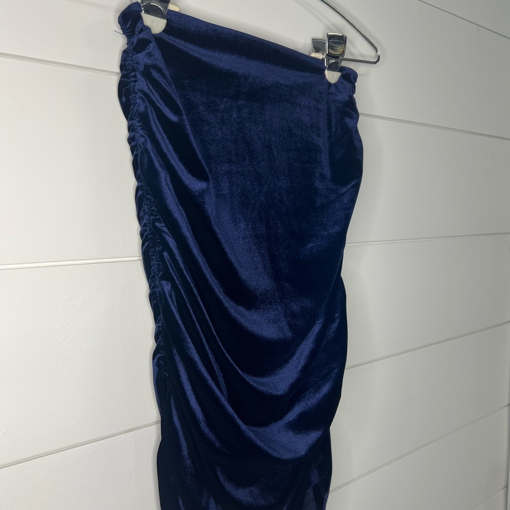 Ruby Ribbon Ruched Velour Dark Blue Set - Picture 8 of 11